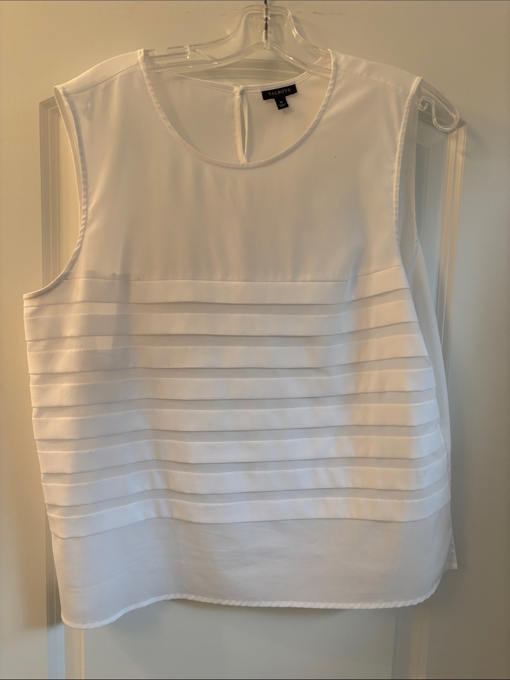 Talbots White Pleated-Panel Sleeveless Top